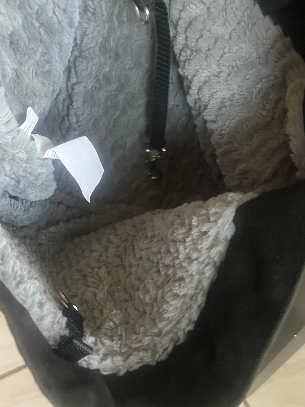 Top Paw Black Suede Shoulder Tote Bag